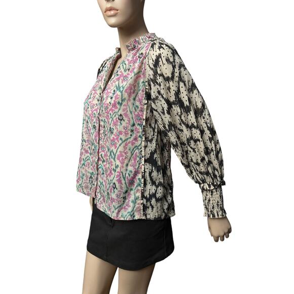 Maria Cher Villafranca Julieta Blouse Long Sleeves Siz XS 100% Cotton - Picture 4 of 11